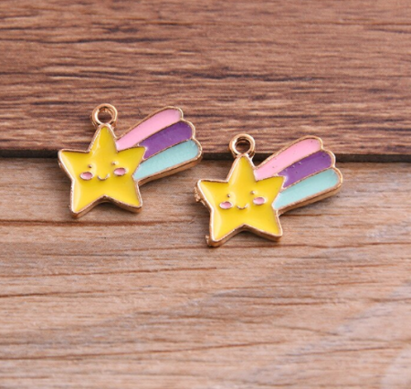 Металлическая подвеска "Радужная звездочка" золото, размер 18*14 мм, 5 шт