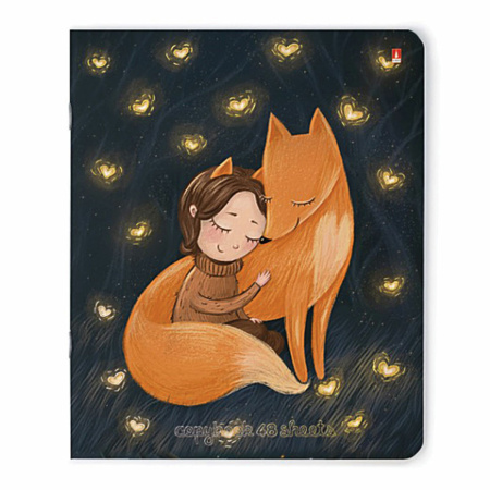 Тетрадь А5 48 л. АЛЬТ скоба, клетка, Soft Touch, фольга, бежевая бумага 70 г/м2, "ВОЛШЕБНЫЕ ЛИСЫ", 7-48-436 - Тетради 40-48 листов