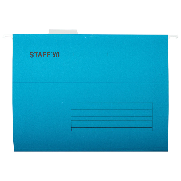Подвесные папки А4 (350х240 мм), до 80 л., КОМПЛЕКТ 10 шт., синие, картон, STAFF, 270928 - Подвесные папки А4