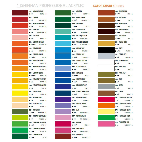 Набор акрила ShinHanart ACRYLIC COLOR PRO 12 цв*20 мл - Акриловые краски художественные в наборах
