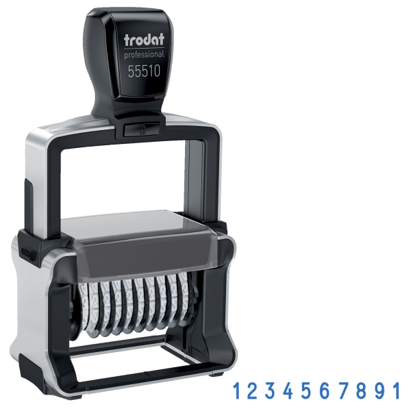 Нумератор металлический 10-разрядный, оттиск 47х5 мм, синий, TRODAT 55510, 75878 - Нумераторы