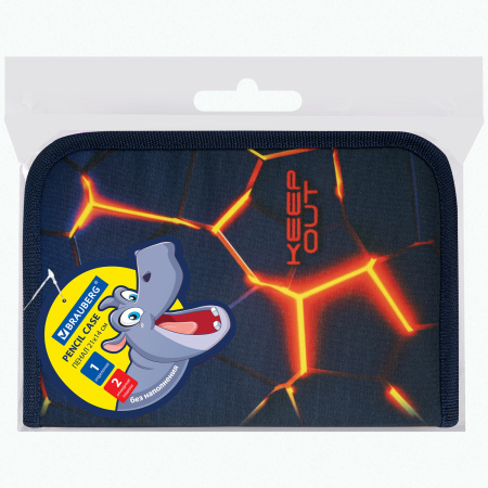 Пенал BRAUBERG, 1 отделение, 2 откидные планки, полиэстер, 21х14 см, "Keep out", 270719 - Пеналы каркасные