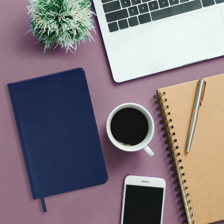 Ежедневник недатированный А5 138х213 мм BRAUBERG "Iguana" под кожу, 160 л, темно-синий, 125091 - Ежедневники с покрытием "под кожу и ткань"