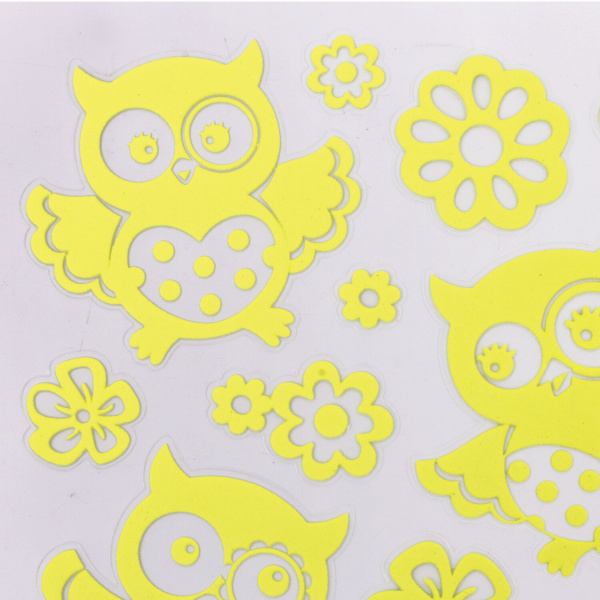 Наклейки флуоресцентные "Совы", светятся в темноте, 19 штук, ассорти, 14х21 см, ЮНЛАНДИЯ, 662692 - Наклейки