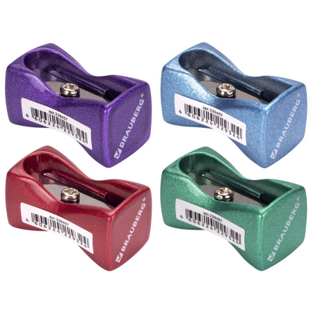 Точилка BRAUBERG "ZigZag", металлическая, корпус ассорти, 1 шт, 228457