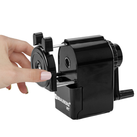 Точилка механическая BRAUBERG "JET", металлический механизм, корпус черный, 229566 - Точилки механические