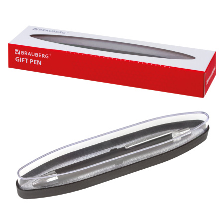 Ручка подарочная шариковая BRAUBERG "Allegro", СИНЯЯ, корпус черный с хромированными деталями, линия письма 0,5 мм, 143491 - Ручки бизнес-класса