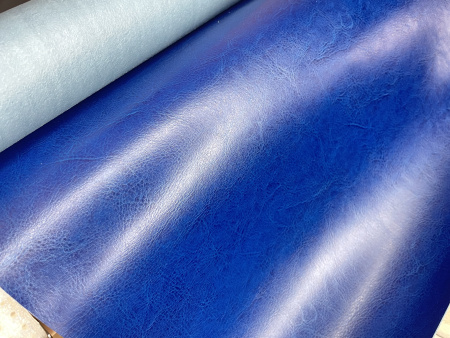 Переплетный кожзам (Италия) глянцевый, цвет ярко-синий, отрез 35*50 см - Кожзам и экокожа