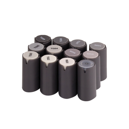 Маркеры для скетчинга двусторонние 1 мм - 6 мм BRAUBERG ART CLASSIC, НАБОР 12 шт., серые тона, 151890 - Скетчмаркеры в наборах