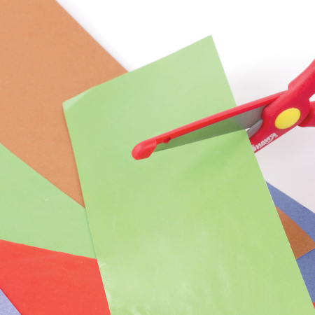 Ножницы ЮНЛАНДИЯ "КОМФОРТ", 140 мм, с усилителем, пластиковые накладки, европодвес, 236981 - Ножницы детские