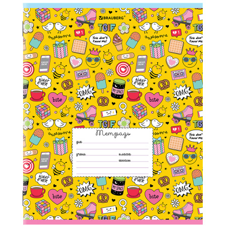 Тетрадь 24 л. BRAUBERG линия, обложка картон, "ЯРКИЙ МИКС", 106488 - Тетради 12-24 листов