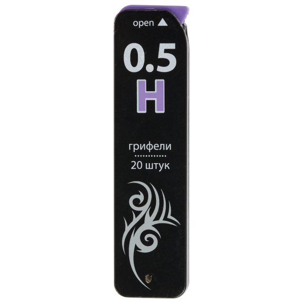 Грифели запасные 0,5 мм, H, BRAUBERG, КОМПЛЕКТ 20 шт., "Black Jack", 180450 - Грифели для механических карандашей
