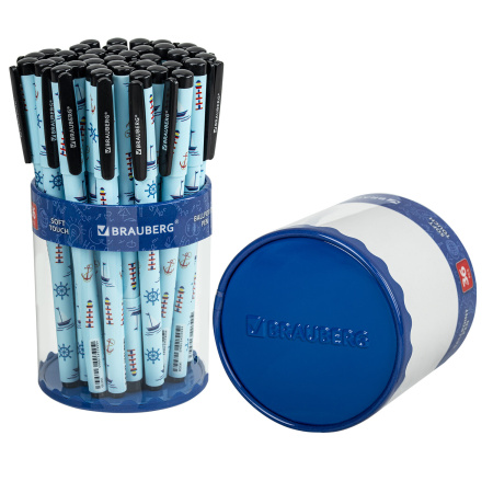 Ручка шариковая BRAUBERG SOFT TOUCH GRIP "NAVY", СИНЯЯ, мягкое покрытие, узел 0,7 мм, 143725 - Ручки шариковые неавтоматические