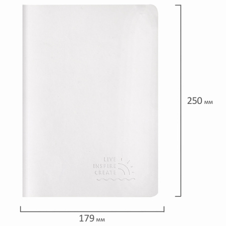 Тетрадь 60 л. в линию обложка кожзам SoftTouch, сшивка, B5 (179х250мм), БЕЛЫЙ, BRAUBERG RAINBOW, 403887 - Тетради более 60 листов