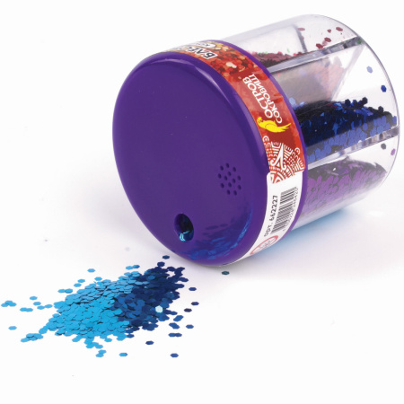 Блестки для декора ОСТРОВ СОКРОВИЩ, крупные, шестигранные, диспенсер с дозатором, 6 цветов по 9 г, 662227 - Блестки для декора