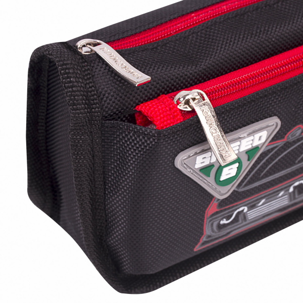 Пенал ЮНЛАНДИЯ, 2 отделения, полиэстер, "Car", черный, 21х6х9 см, 270273 - Пеналы мягкие