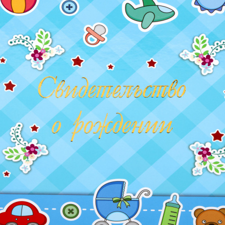 Папка адресная ламинированная "СВИДЕТЕЛЬСТВО О РОЖДЕНИИ", А4, для мальчика, STAFF "Profit", 129588 - Папки адресные