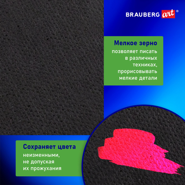 Холст черный на картоне (МДФ), 25х35 см, грунт, хлопок, мелкое зерно, BRAUBERG ART CLASSIC, 191678 - Холсты