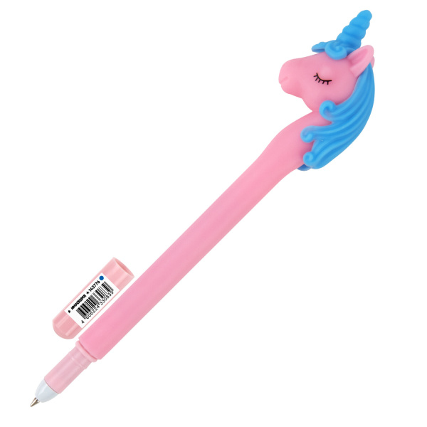 Ручка фигурная шариковая ЮНЛАНДИЯ "Единорог", мягкий силиконовый корпус, ассорти, СИНЯЯ, пишущий узел 0,7 мм, 143776 - Ручки фигурные