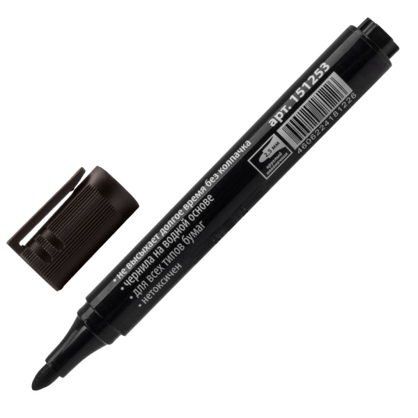 Маркер для бумажного флипчарта BRAUBERG, НЕПРОПИТЫВАЮЩИЙ, ЧЕРНЫЙ, 2,5 мм, 151253 - Маркеры для флипчартов