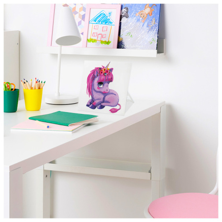 Картина стразами (алмазная мозаика) 20х20 см, ЮНЛАНДИЯ "Единорожек", картон, 662431 - Алмазная вышивка