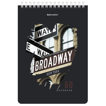 Блокнот А5 (146х206 мм), 60 л., гребень, картон, жесткая подложка, клетка, BRAUBERG, "Города", 114369 - Блокноты