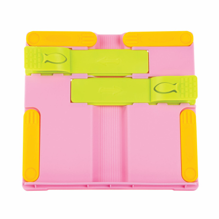 Подставка для книг ЮНЛАНДИЯ, с боковыми зажимами, регулируемый наклон, пластик, розовая, 237907 - Подставки для книг