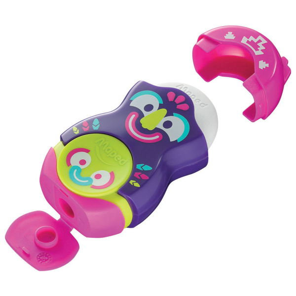 Точилка MAPED "Loopy Fancy", с контейнером и стирательной резинкой, корпус ассорти, 049131 - Точилки ручные