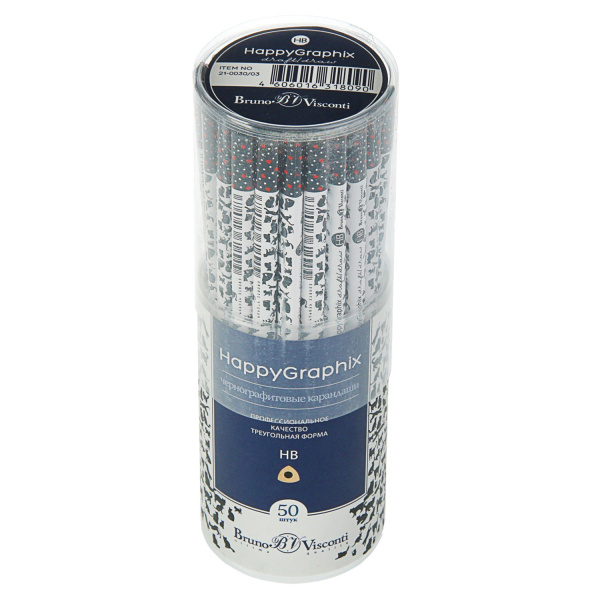 Карандаш чернографитный BRUNO VISCONTI, 1 шт., "Кошки-сердечки", НВ, без резинки, заточенный, 21-0030/03 - Карандаши чернографитные