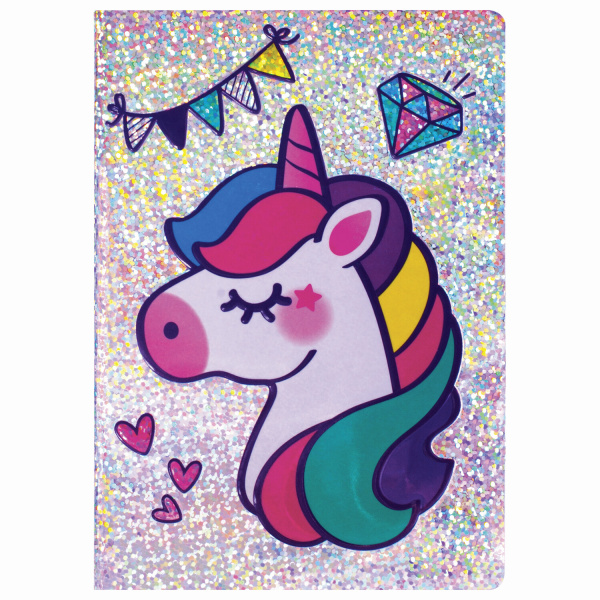 Блокнот МАЛЫЙ ФОРМАТ (103х148 мм) А6, 32 л., сшивка, тиснение, клетка, ЮНЛАНДИЯ, Единорог, 662705 - Блокноты детские