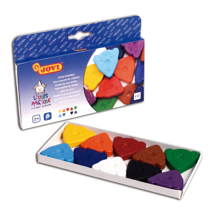 Восковые мелки фигурные JOVI (Испания), 10 цветов, для малышей, картонная коробка, 941 - Мелки