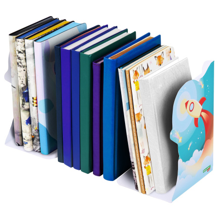 Подставка-держатель для книг и учебников фигурная BRAUBERG KIDS "Cosmo" раздвижная, металлическая, 238068 - Подставки для книг
