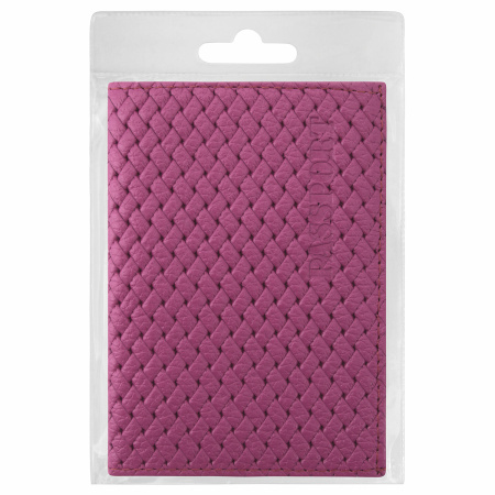 Обложка для паспорта натуральная кожа плетенка, "PASSPORT", розовая, STAFF "Profit", 237203 - Обложки для паспорта