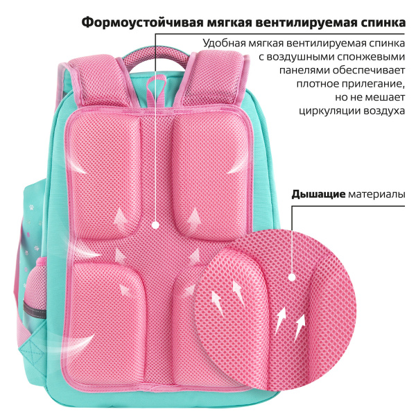 Рюкзак ЮНЛАНДИЯ COMPLETE, с пеналом в комплекте, эрго-спинка, "Yummy cat", 42х29х14 см - Рюкзаки для начальной и средней школы