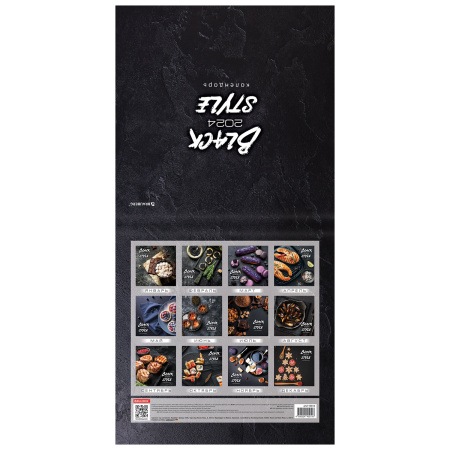 Календарь настенный перекидной на 2024 г., BRAUBERG, 12 листов, 29х29 см, "Black Style", 115314 - Календари настенные