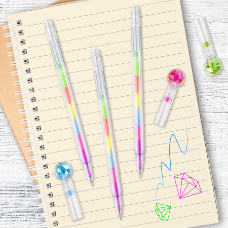 Ручка с топпером гелевая ЮНЛАНДИЯ "Хрустальный шар", ассорти, РАДУЖНЫЕ чернила, игольчатый пишущий узел 0,7 мм, 1 шт, 143785