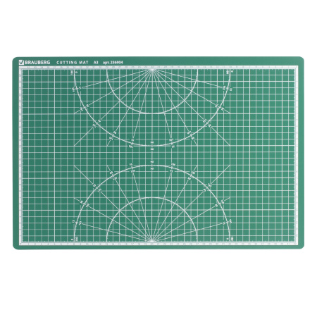 Коврик (мат) для резки BRAUBERG 3-слойный, А3 (450х300 мм), двусторонний, толщина 3 мм, зеленый, 236904 - Коврики настольные для резки