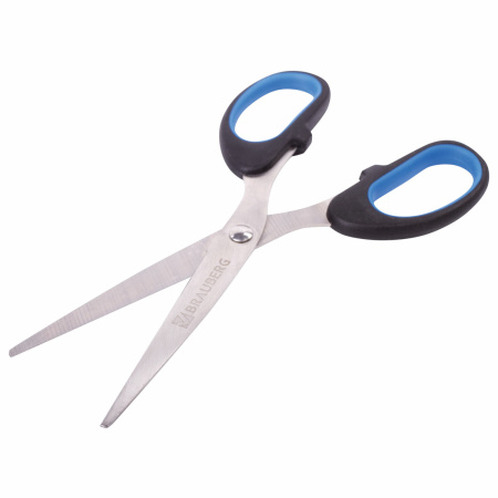 Ножницы BRAUBERG "Classic+", 160 мм, черно-синие, классической формы, резиновые вставки, 236447 - Ножницы универсальные