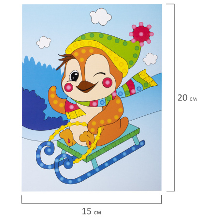 Набор для творчества "Аппликация из страз самоклеящаяся", "На санках", 20х15 см, ЮНЛАНДИЯ, 662378 - Создание аппликаций