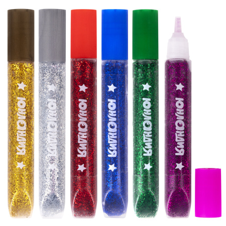 Гель с блестками ЮНЛАНДИЯ, для декора, поделок, DIY, творчества, оформления, 6 ярких цветов по 10,5 мл, блистер, 662249 - Гель, гель-клей, краска для декорирования