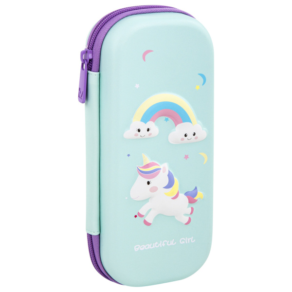 Пенал BRAUBERG, 1 отделение, 1 откидная планка, EVA 3D, 22х10х5 см, "Unicorn", 270699 - Пеналы каркасные