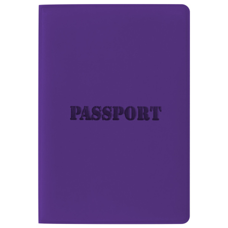Обложка для паспорта STAFF, мягкий полиуретан, "ПАСПОРТ", фиолетовая, 237608 - Обложки для паспорта