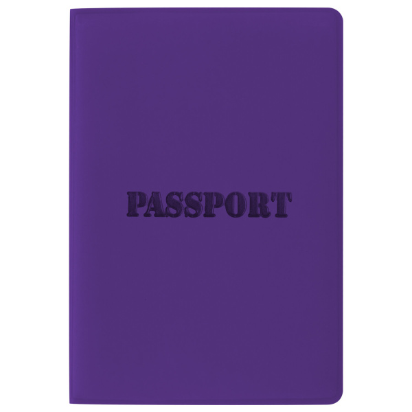 Обложка для паспорта STAFF, мягкий полиуретан, "ПАСПОРТ", фиолетовая, 237608 - Обложки для паспорта