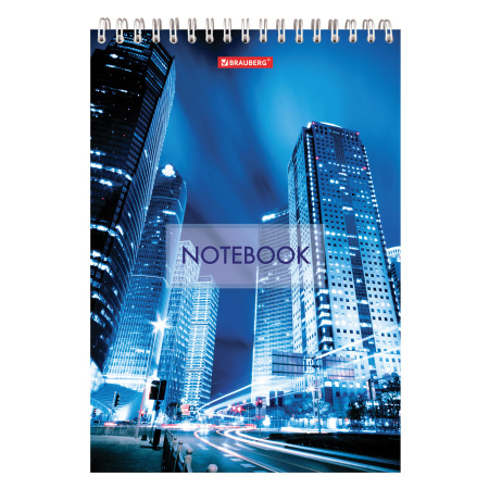 Блокнот БОЛЬШОЙ ФОРМАТ А4 200х290 мм, 80 л., гребень, картон, жесткая подложка, клетка, BRAUBERG, "City", 129805 - Блокноты