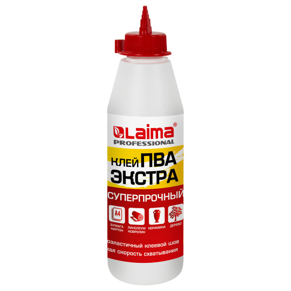 Клей ПВА Экстра Суперпрочный 0,5 кг (керамика, ткань, кожа, дерево, бумага, картон), LAIMA, 606430 - Клей ПВА