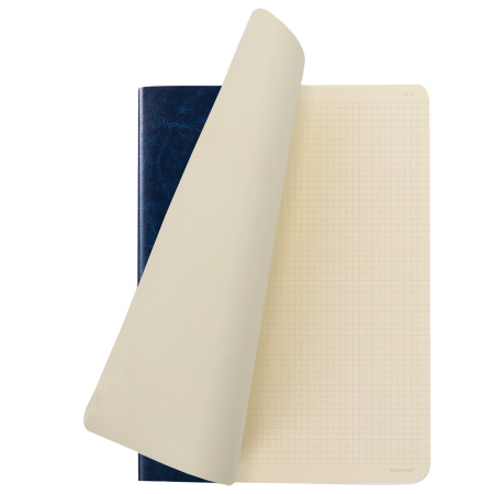 Тетрадь 60 л. в клетку обложка гладкий кожзам, сшивка, А4 (210х297мм), ТЕМНО-СИНИЙ, BRAUBERG VIVA, 403906 - Тетради формата А4