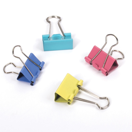 Зажимы для бумаг STAFF "Profit", КОМПЛЕКТ 12 шт., 32 мм, на 140 листов, цветные, картонная коробка, 225158 - Зажимы для бумаг