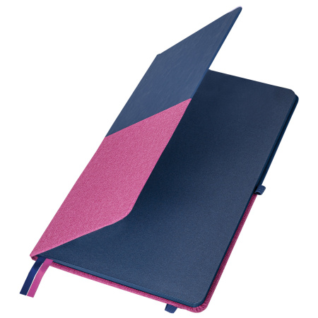Блокнот А5 (148х218 мм), BRAUBERG "DUO", под кожу с резинкой, 80 л., клетка, синий/розовый, 113434 - Бизнес-блокноты и бизнес-тетради