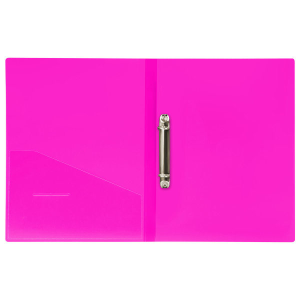 Папка на 2 кольцах BRAUBERG "Neon", 25 мм, внутренний карман, неоновая розовая, до 170 листов, 0,7 мм, 227458 - Папки на кольцах