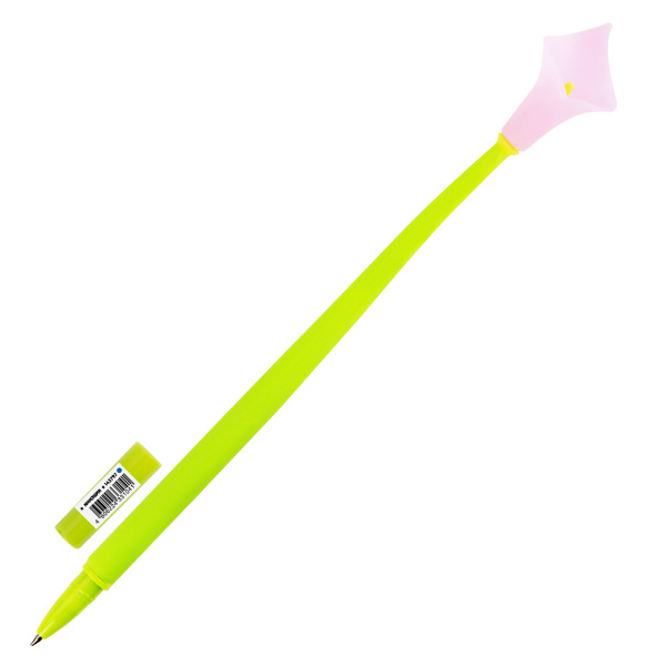 Ручка фигурная шариковая ЮНЛАНДИЯ "Цветок", силиконовый корпус, ассорти, СИНЯЯ, пишущий узел 0,7 мм, 143797 - Ручки фигурные